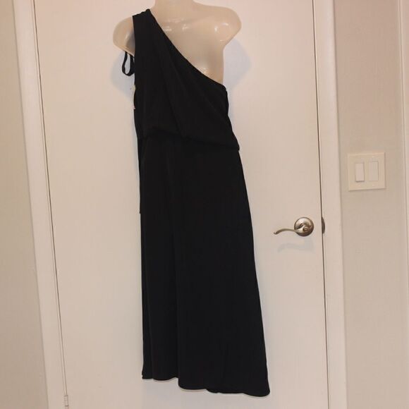 NWOT AMYLYNN One Shoulder  Satin Navy Blue Dress Women Size Medium - Picture 9 of 14